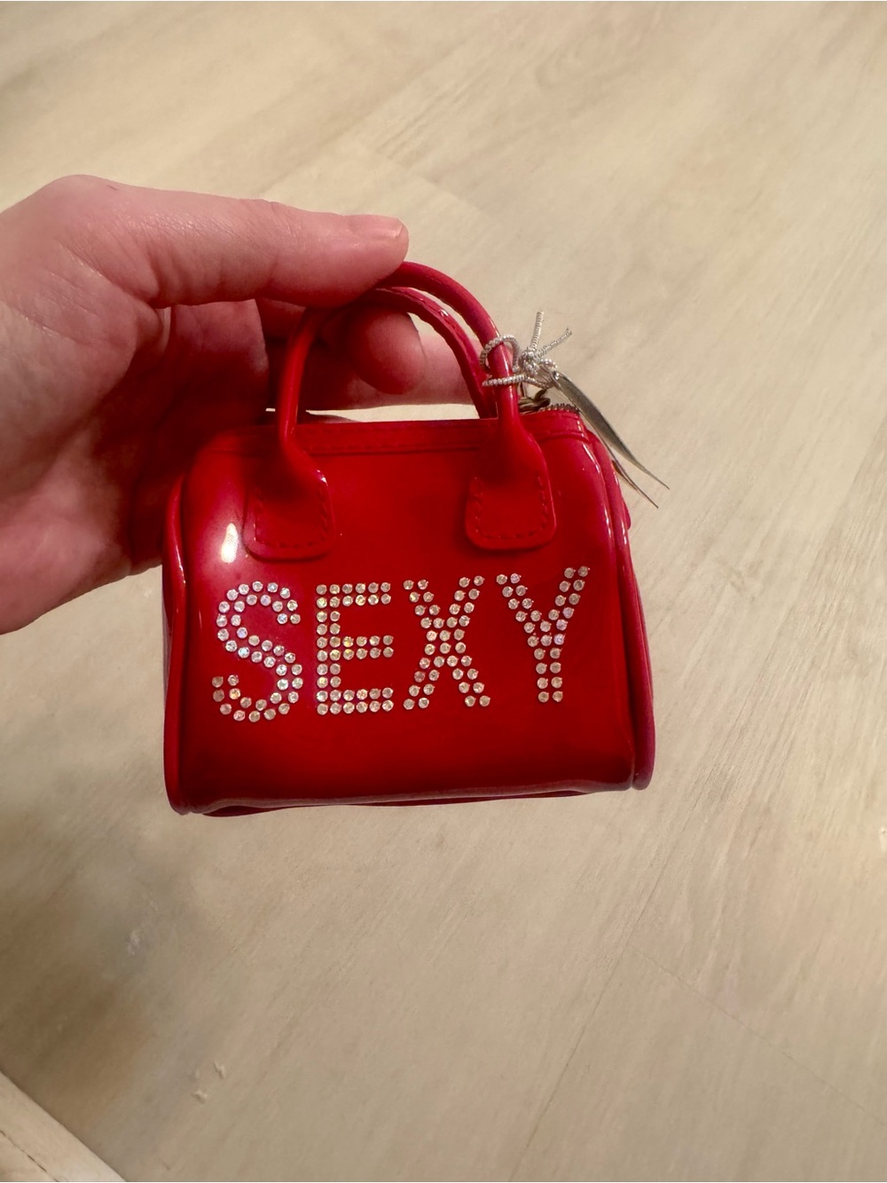 Red Rhinestone 'SEXY' Mini Handbag Charm